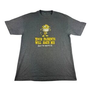 "Your Parents Will Hate Me" Men's L Gray Short Sleeve Monkey Humor Funny T-Shirt